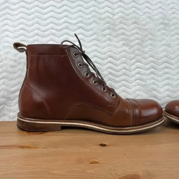 Helm Hollis Mens Boots Cap Toe Brown Leather Sz 9.5 D Mid Combat Hybrid $295 - Picture 12 of 16